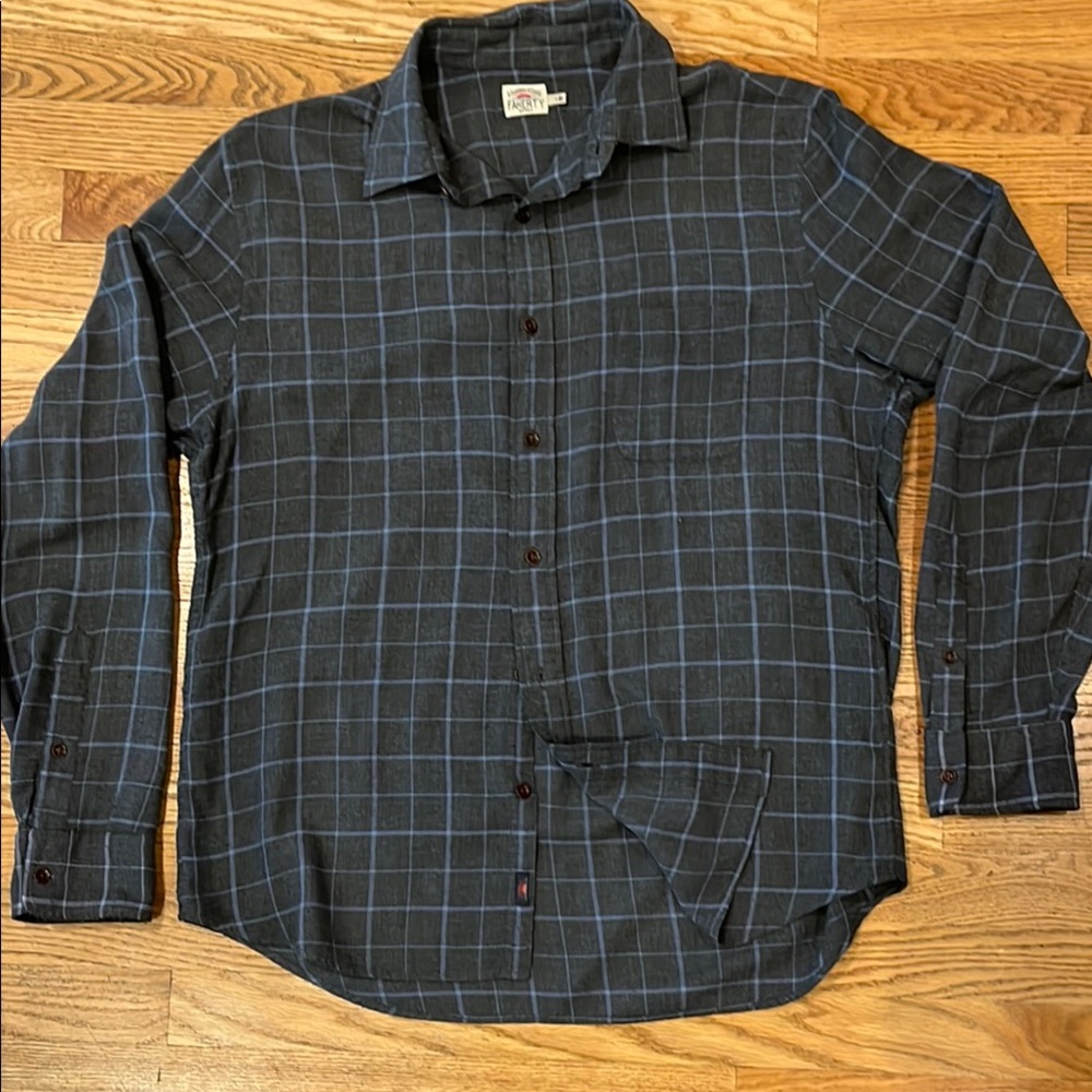 Faherty Black and Blue Casual Button Down Shirt Men’s L